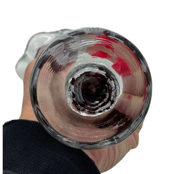 Double Bud Handblown Art Glass Vase Stretch Burgundy Blue White w/ Base 8.75" - Picture 6 of 6